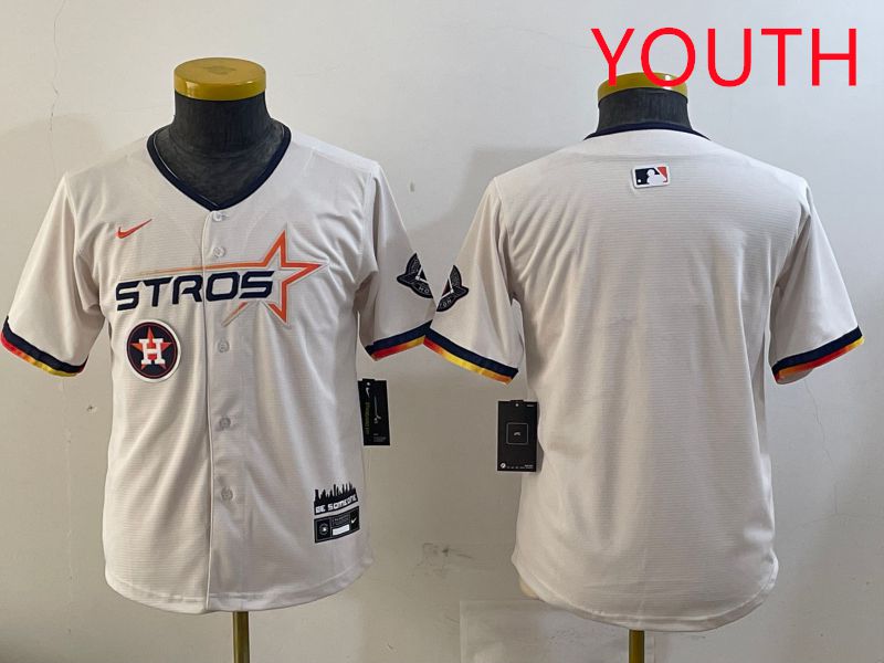 Youth Houston Astros Blank Cream three generations Joint Name 2025 Nike MLB Jersey style 4145